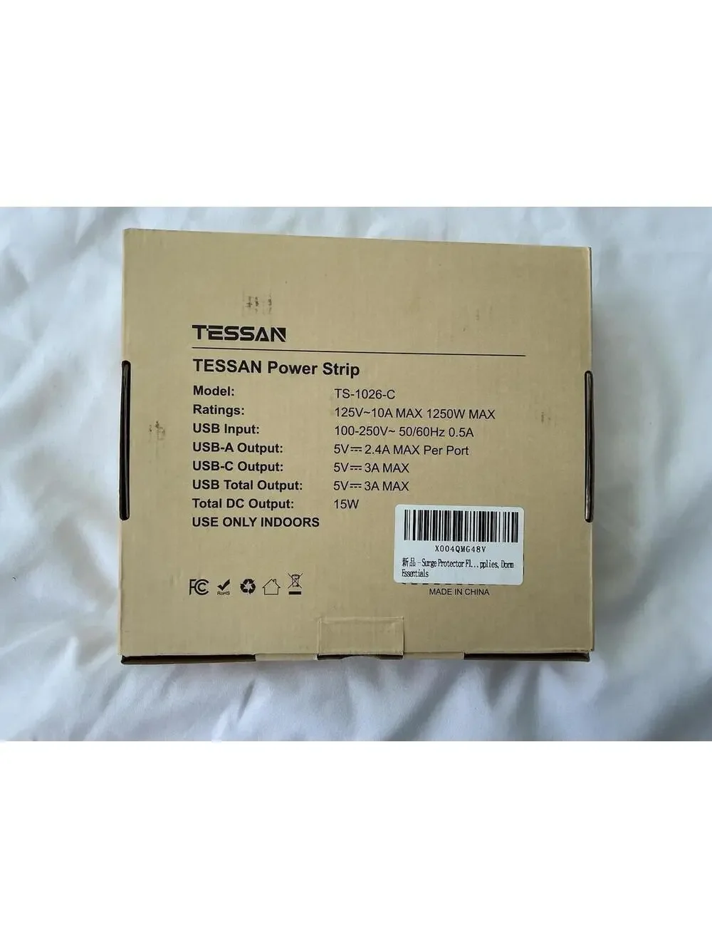 Surge Protector Power Strip 8 Outlet 2 USB 1 USB-C Flat Plug 5FT Cord TESSAN NWB